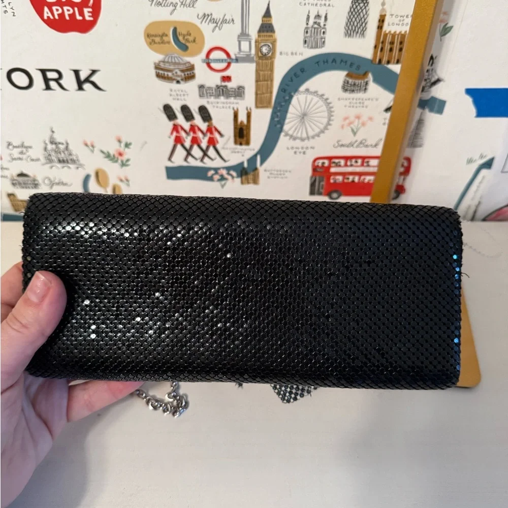 Jessica McClintock Black Sequin‎ Clutch with Bow
